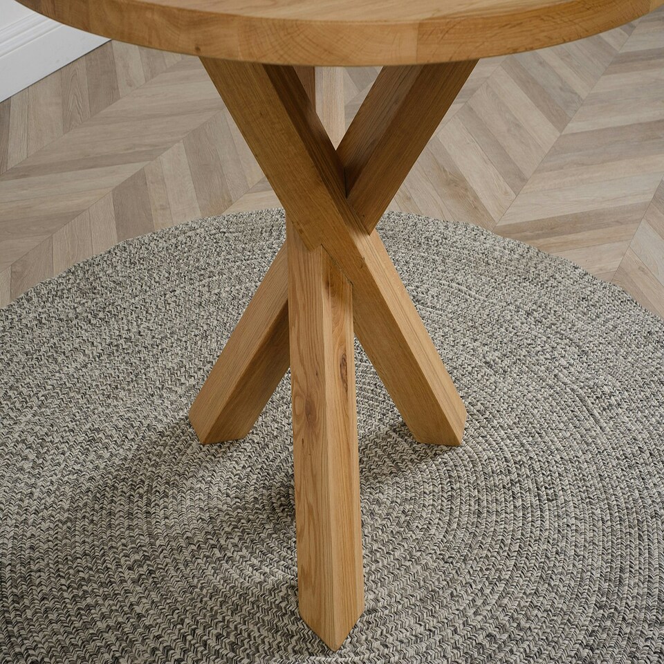 image 1 of Oregon Round Oak Dining Table with 4 Princeton Oak Chairs Brown