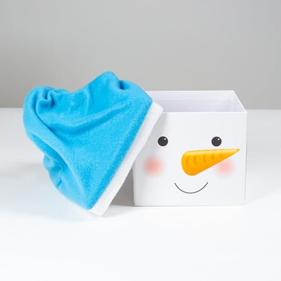 image 1 of Snowman Blue Christmas Plush Large Stackable Gift Boxes - Pack of 3