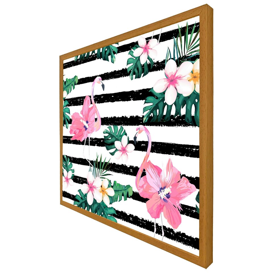 image 1 of Floral flamingos (Picutre Frame) White | XS