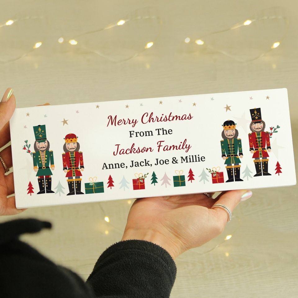 image 1 of Personalised Christmas Nutcracker Wooden Mantel Decoration
