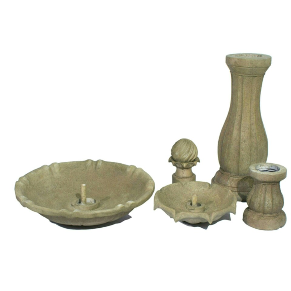 image 1 of Primrose Solar Powered Antique Imperial Round Tiered Water Feature LEDs 112cm