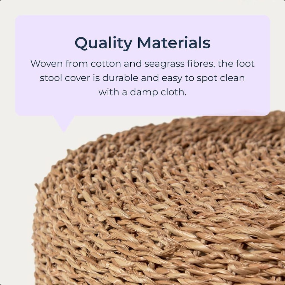 image 1 of Round Natural Jute Pouffe Ottoman Footstool