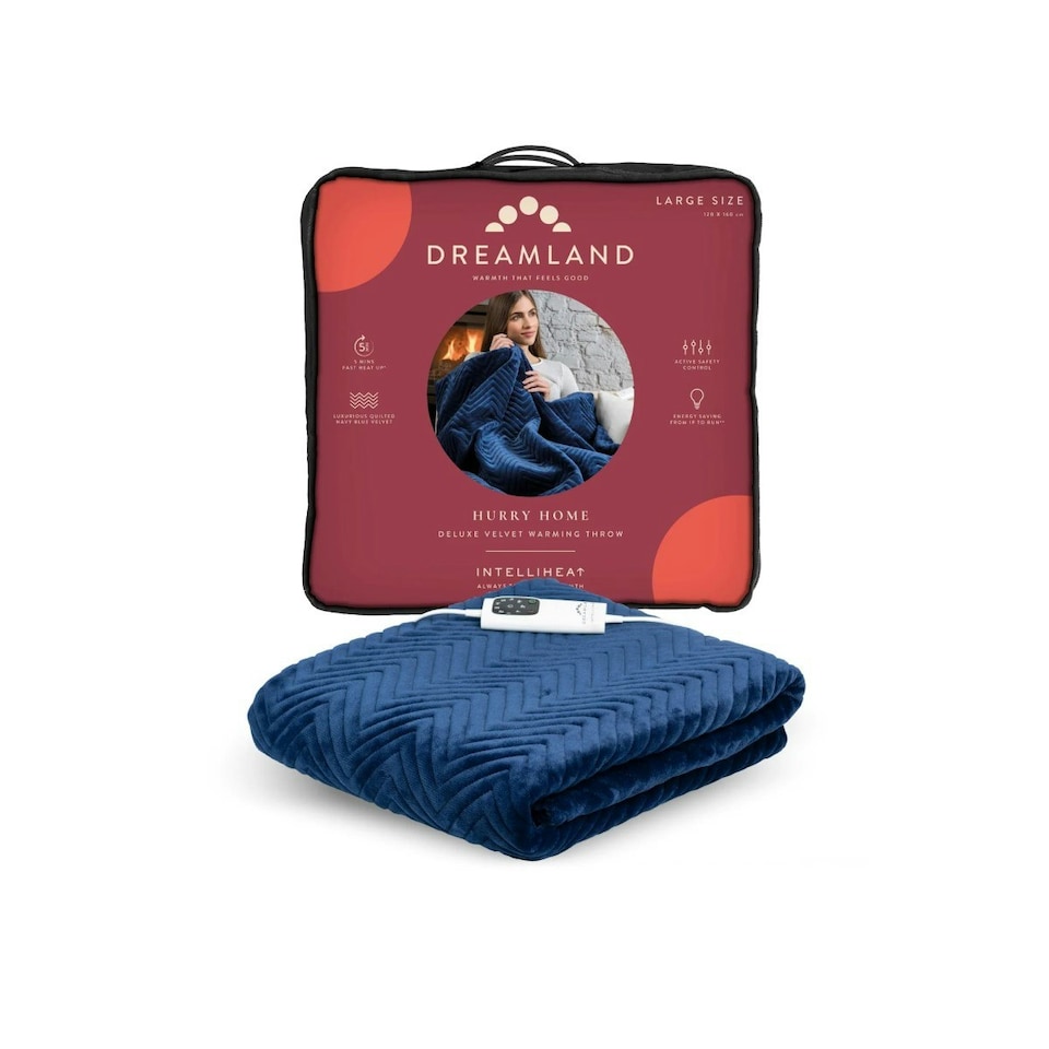 Dreamland Hurry Home Warming Throw-Navy 160X120cm