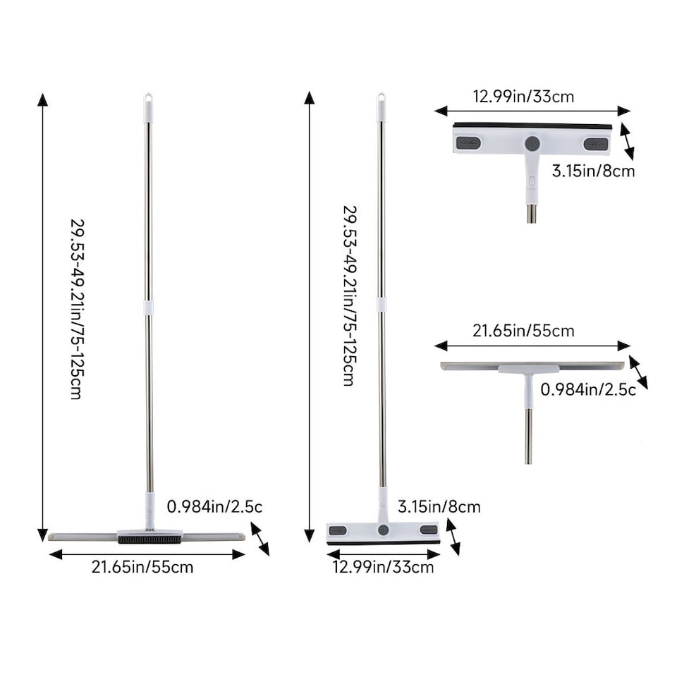 image 1 of Living and Home Window Squeegee Cleaner with Extended Long Handle | White