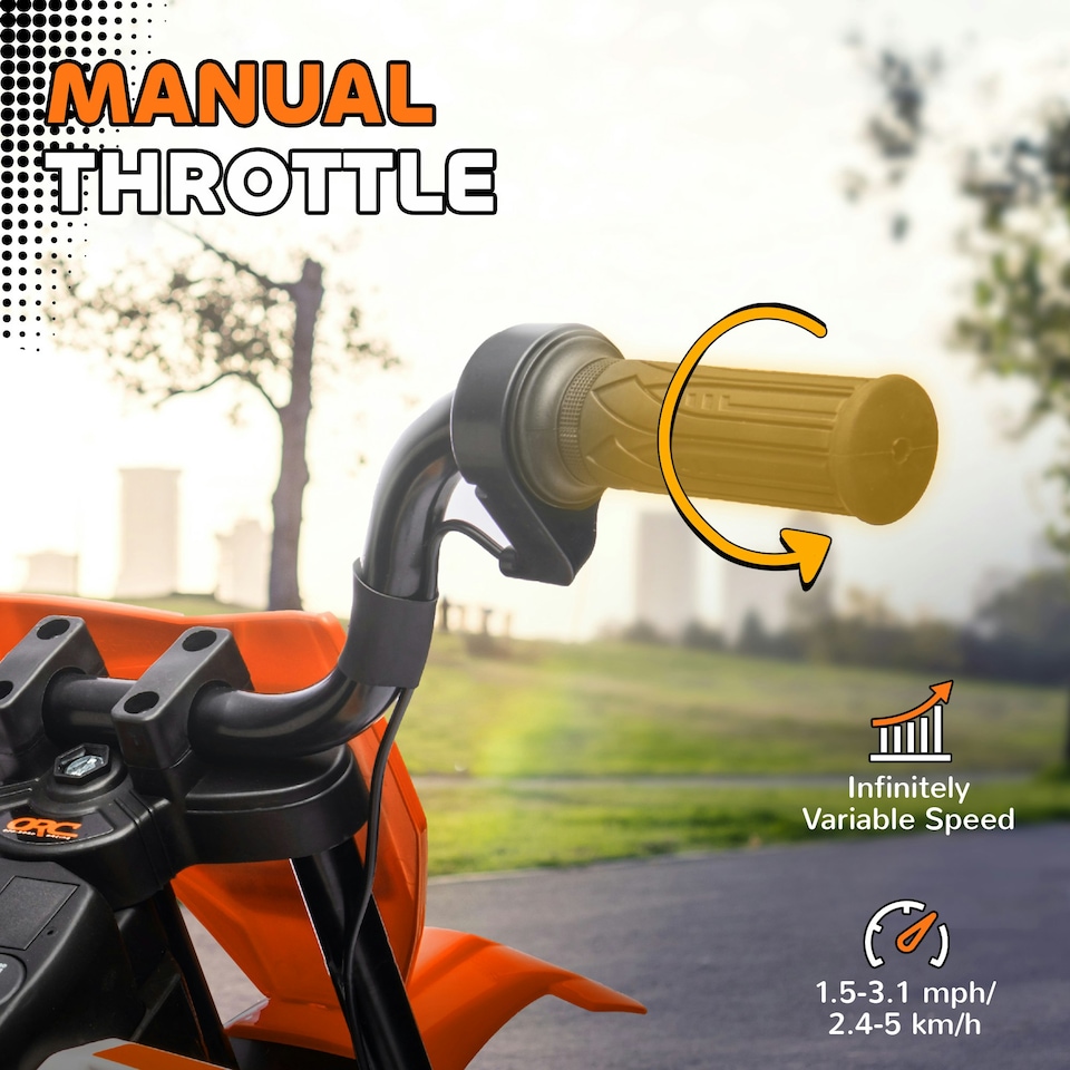 image 1 of AIYAPLAY 12V Kids Electric Motorcycle w/ Twist Grip Throttle, Music, Orange