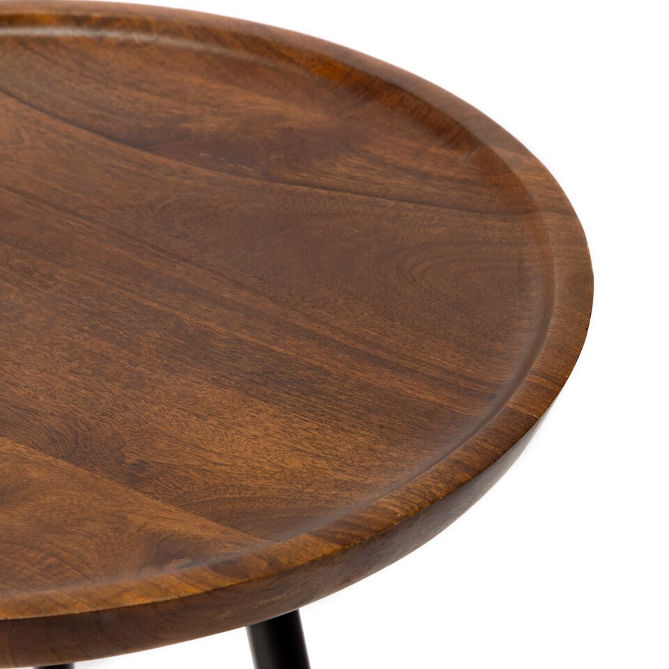 image 1 of Chervey Round Solid Mango Wood Side Table with Tri-Pin Legs Large
