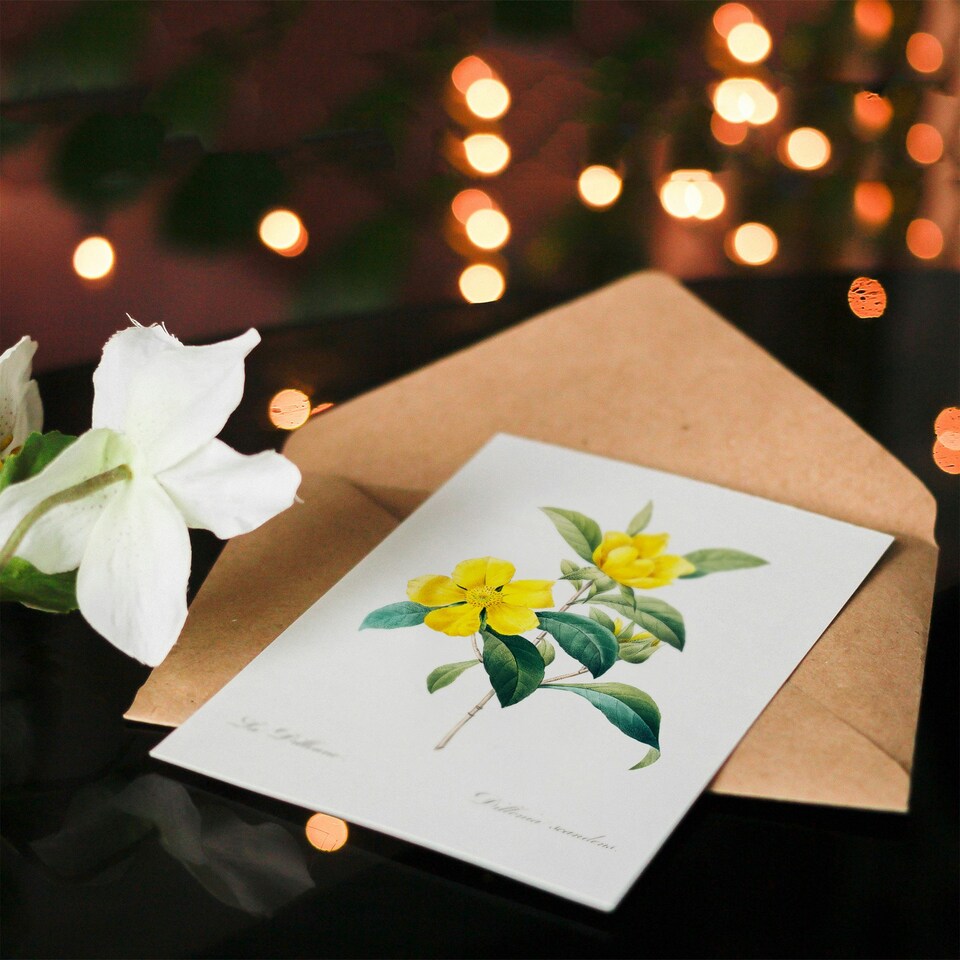 image 1 of Pierre-Joseph Redouté Art Card Golden Guinea Vine Flowers