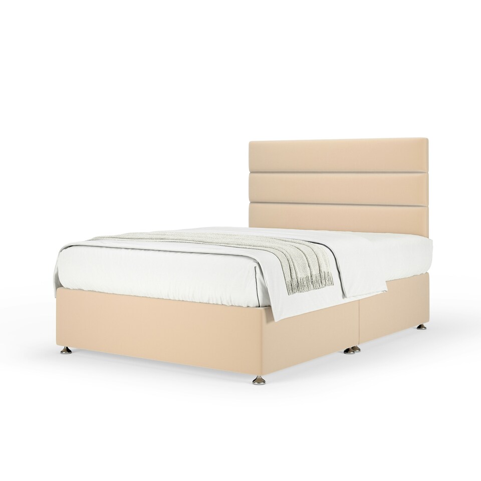 image 1 of Signature Platinum 2000 Pocket Sprung Natural Plush Velvet Divan Set And Milan Headboard Small Single