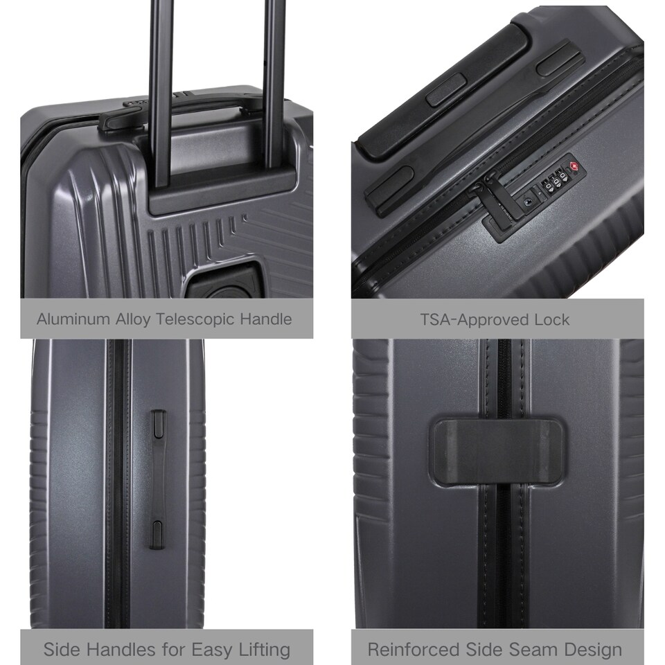 image 1 of Cabin Suitcase Small 20’ Inch Hard Shell Hand Luggage - Lightweight, Durable with Built-in Cupholder, TSA Lock, Dual Spinner Wheels