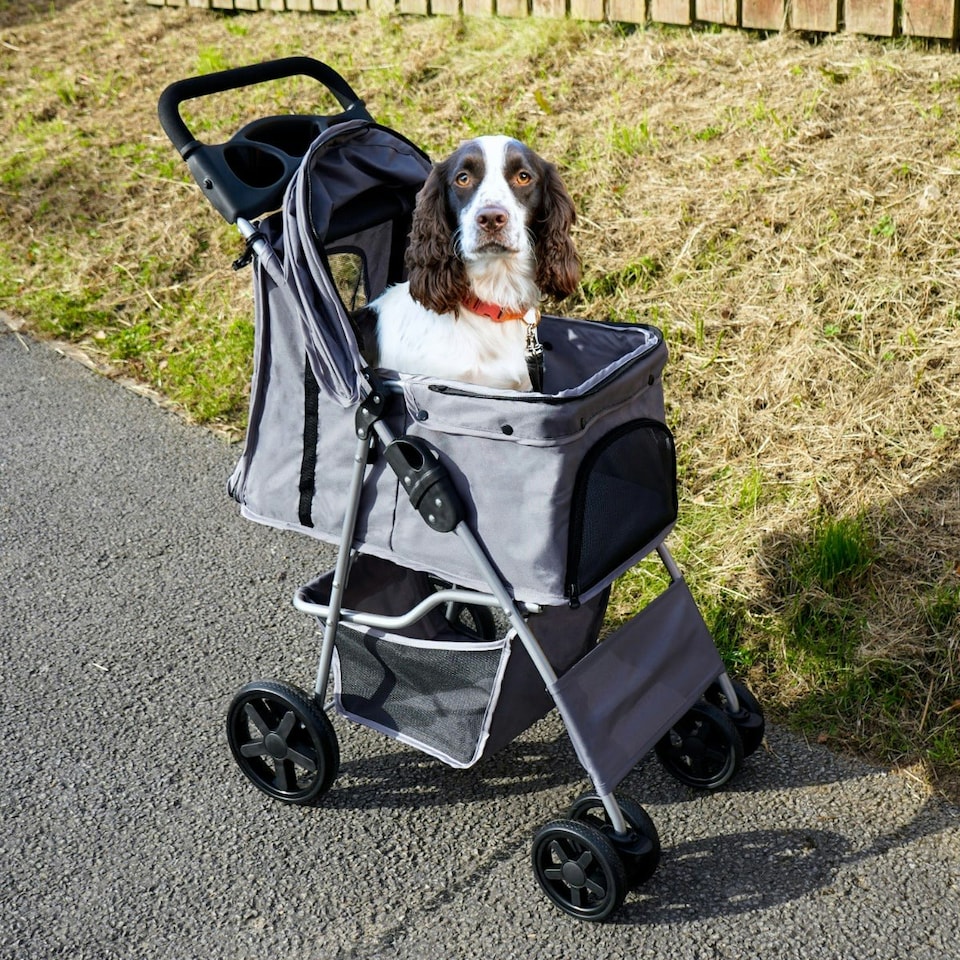 image 1 of Pet Stroller with Rain Cover – Grey | Multi | One Size