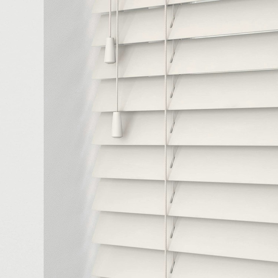 image 1 of 210cm Fog White Wooden Venetian Blinds With Strings (130cm drop) | White | White