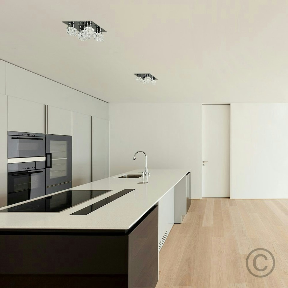 image 1 of ValueLights Modern Black Chrome Ice Cube 5 Way Flush Ceiling Spotlight | Black