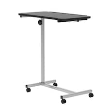 HOMCOM C-Shaped Mobile Table Sofa Over Bed Side Nightstand w/ Casters, Brown