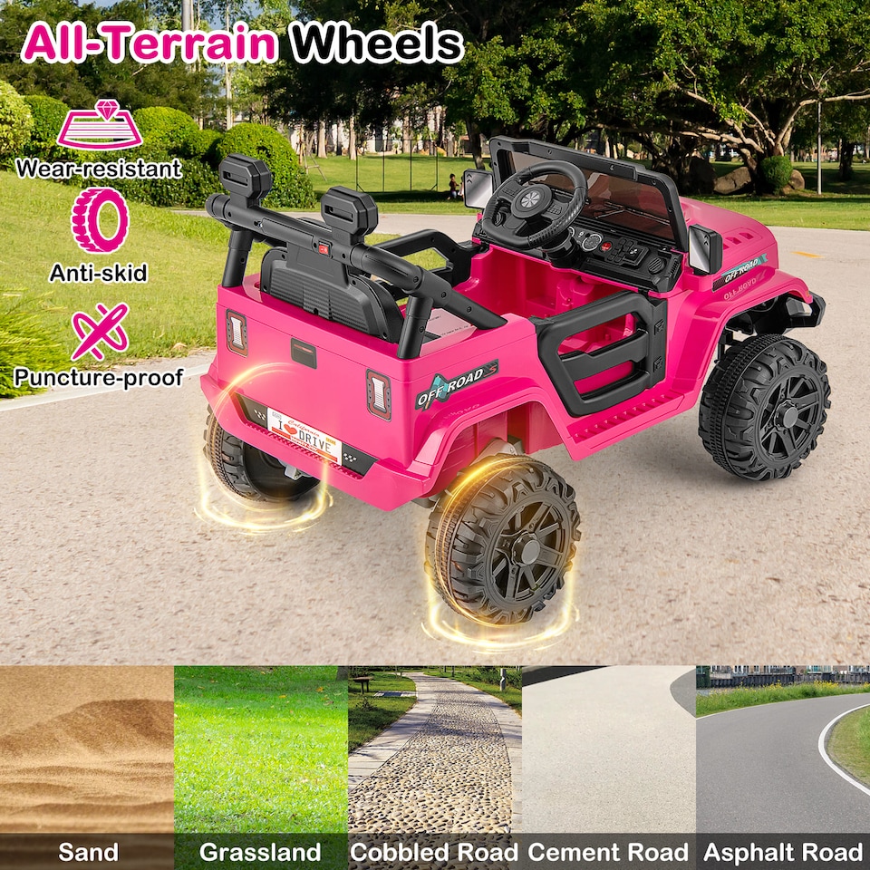 image 1 of COSTWAY 12V Kids Battery Powered Toy Vehicle Ride Pink