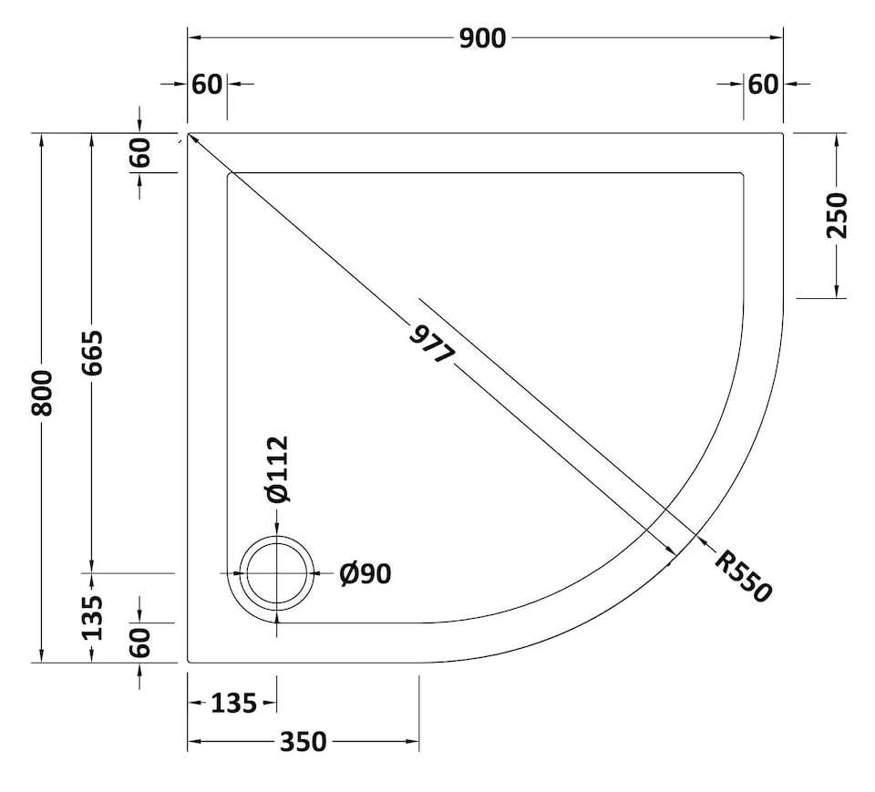 image 1 of Balterley Premium Shower Tray - Right Hand Offset Quadrant | Grey | Grey Slate | 1