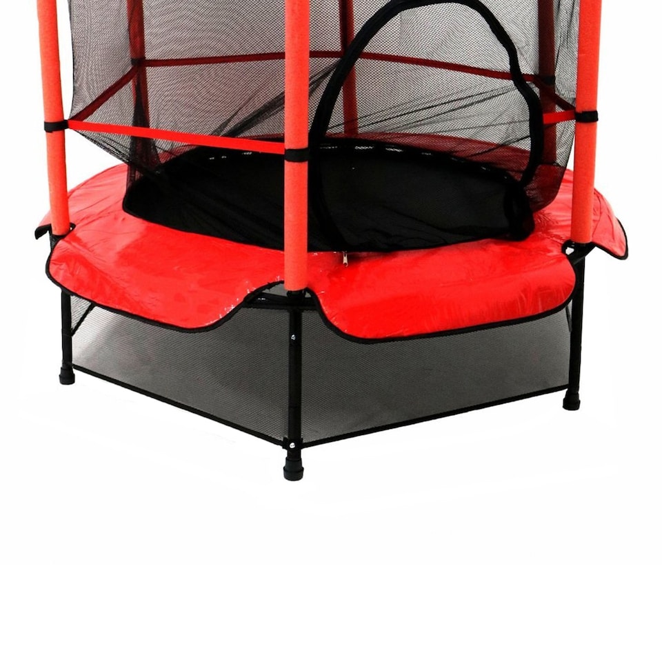 image 1 of 55" Kids Trampoline with Safety Net and Red Cover Garden Outdoor
