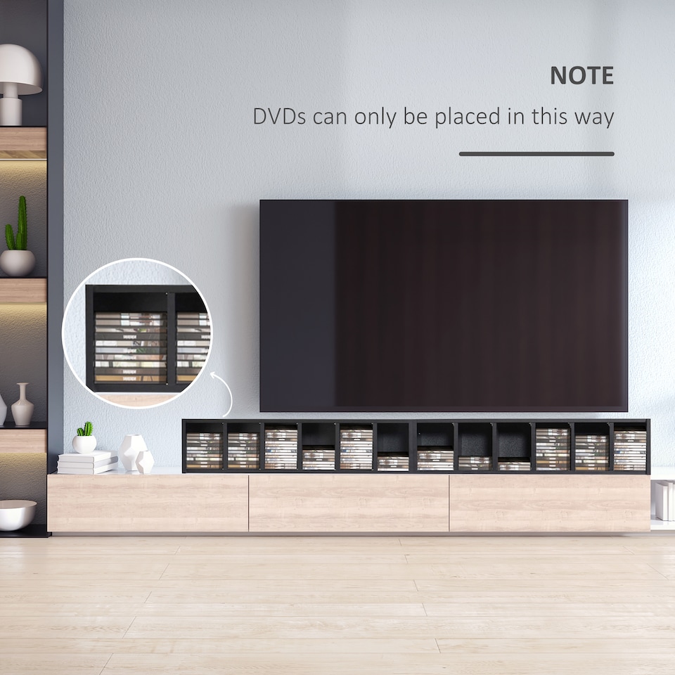 image 1 of HOMCOM 204 CD Media Display Shelf Unit Set of 2 Blu-Ray Tower Rack w Adjustable Shelves Bookcase Storage Organiser, Black