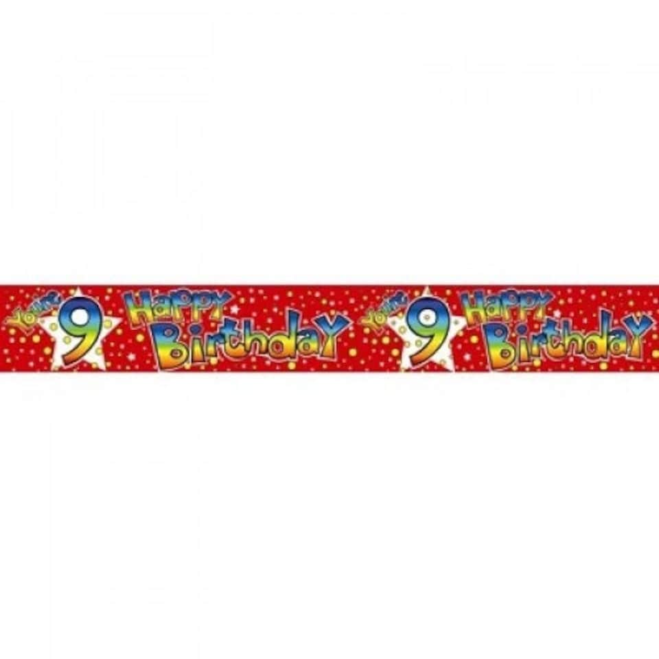 image 1 of Expression Factory 9th Birthday Banner - Red/Multicoloured - One Size