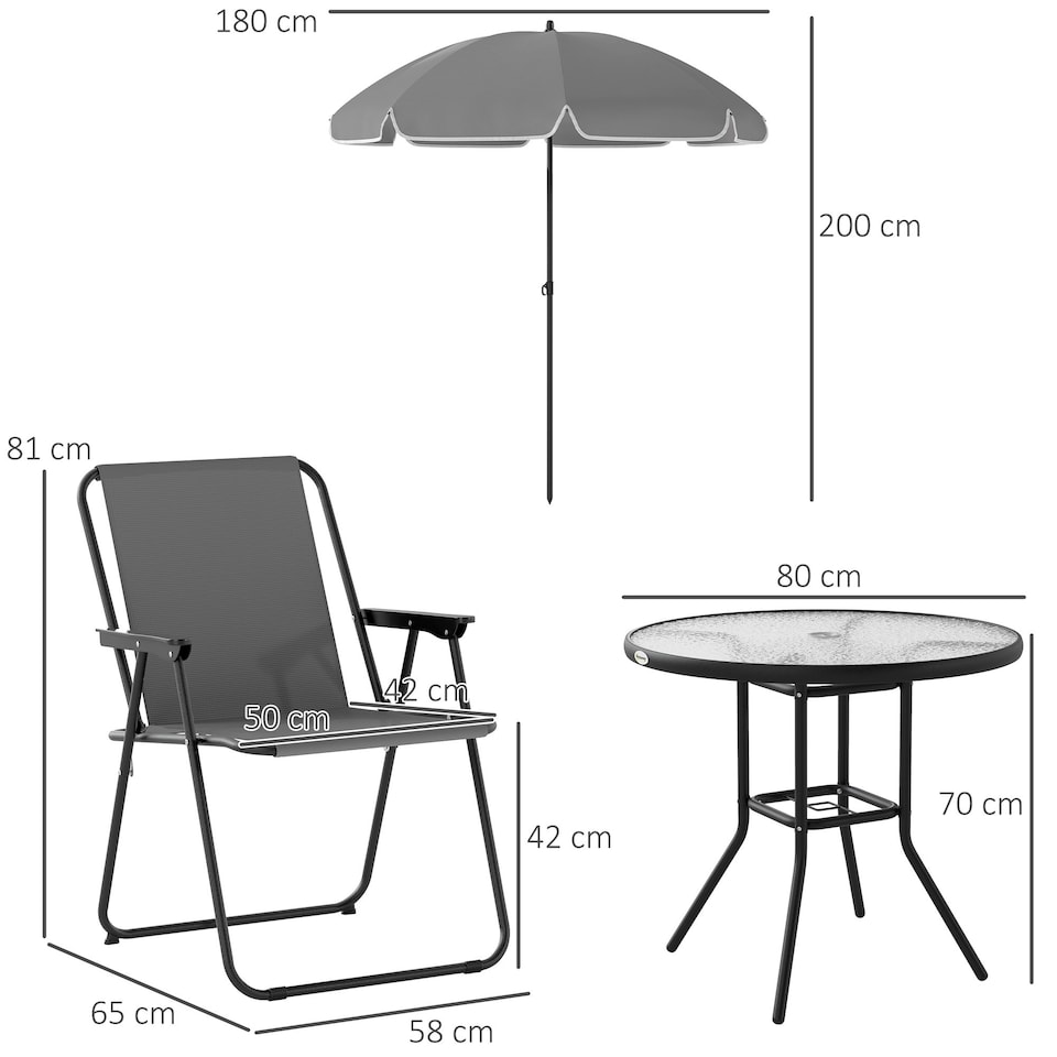 image 1 of Outsunny 6 Pieces Garden Furniture Set with Parasol, Folding Chairs, Cream