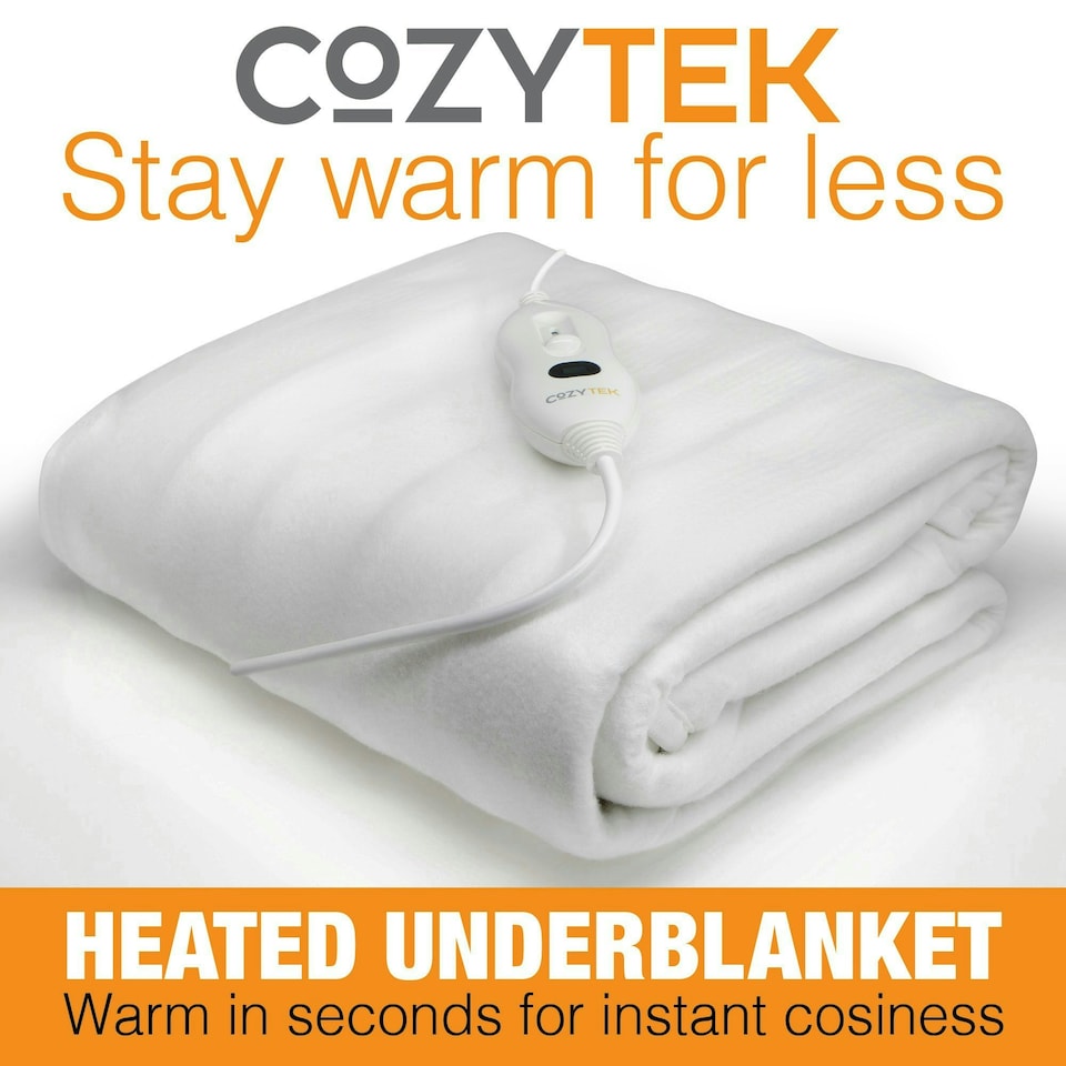 image 1 of Cozytek Double Electric Under Blanket Heated Fitted Mattress Bed Cover | White | White | 1