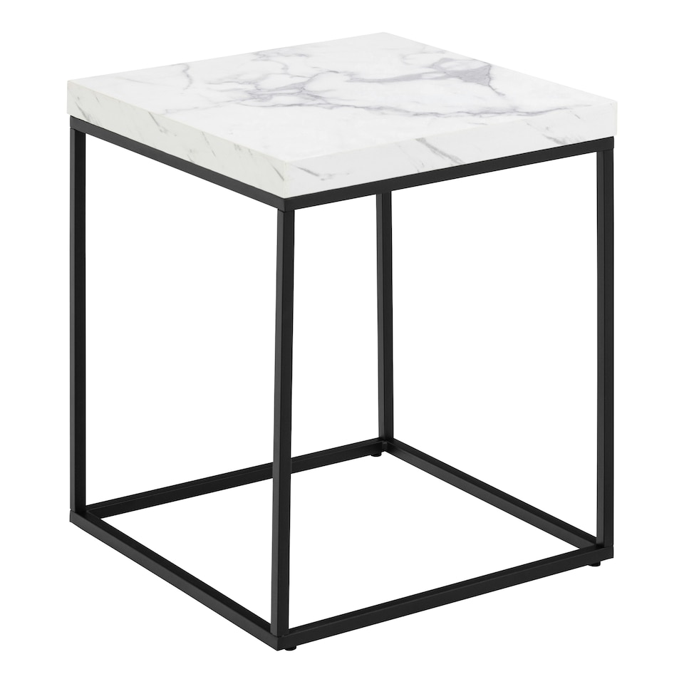 image 1 of Barossa Coffee Table with White Marble Effect Top & Black Base 40cm