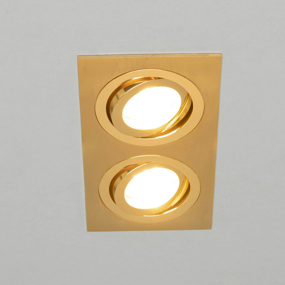 image 1 of BHS Faina 2 Light Adjustable Double Recessed Spotlight | Gold | Brass | 1