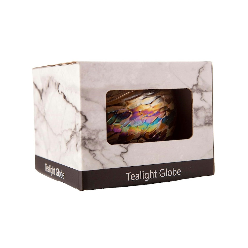 image 1 of Amelia Art Glass Globe Tealight Holder | Silver | 1