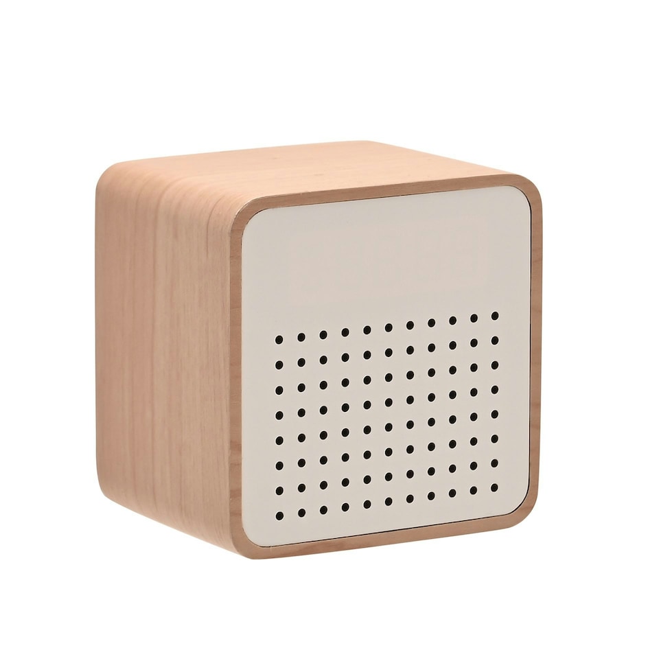 image 1 of Interval Wooden Alarm Clock with Bluetooth Speaker - White White | Brown