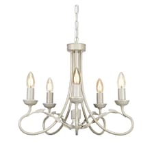 Olivia 5 Light Chandelier Ivory, Gold Finish, E14