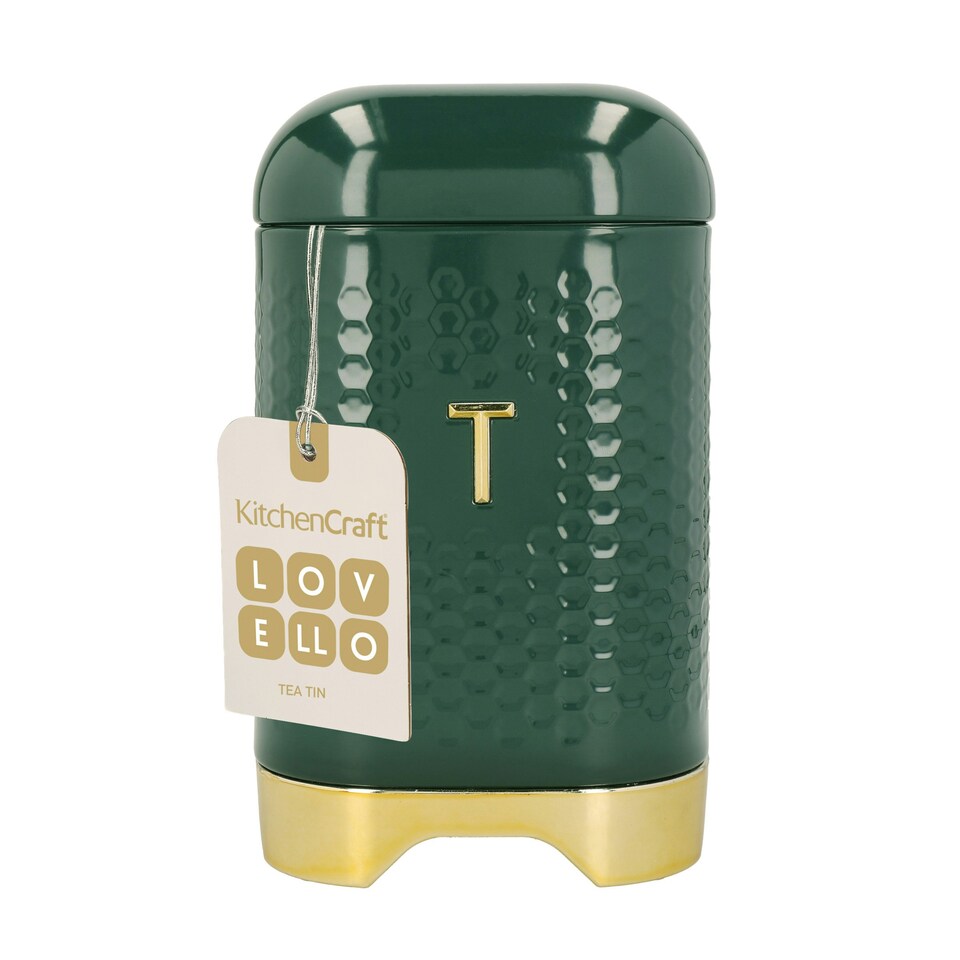 image 1 of Lovello Tea Canister Green Textured 11x11cm