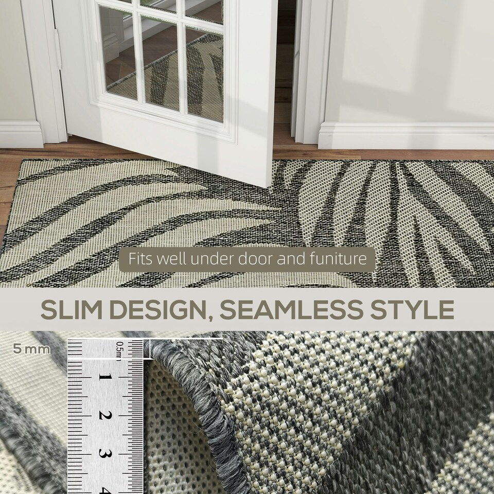 image 1 of HOMCOM Easy-Cleaning Machine Washable Area Rug for Patio, Garden, Grey Grey
