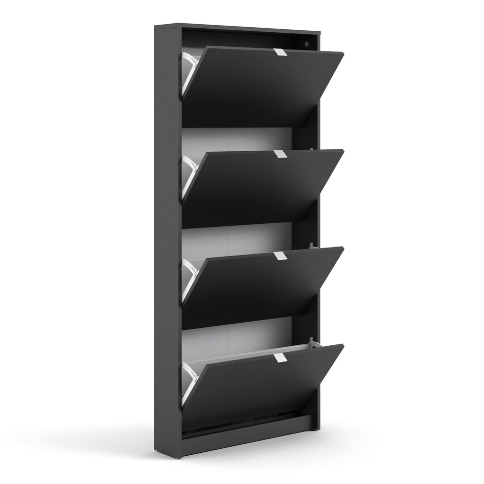 image 1 of Shoes Shoe Cabinet 4 Flip Down Doors and 1 layer in Matt Black