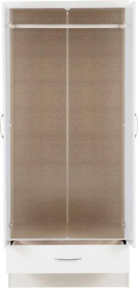 image 1 of Nevada 2 Door 1 Drawer Mirrored Wardrobe | White