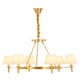 image 2 of Interiors by Premier Elegant 6 Arm Gold Ceiling Light with Linen Shades, Brass Frame Hotel Style Pendant Light, Lighting Fixture Gold