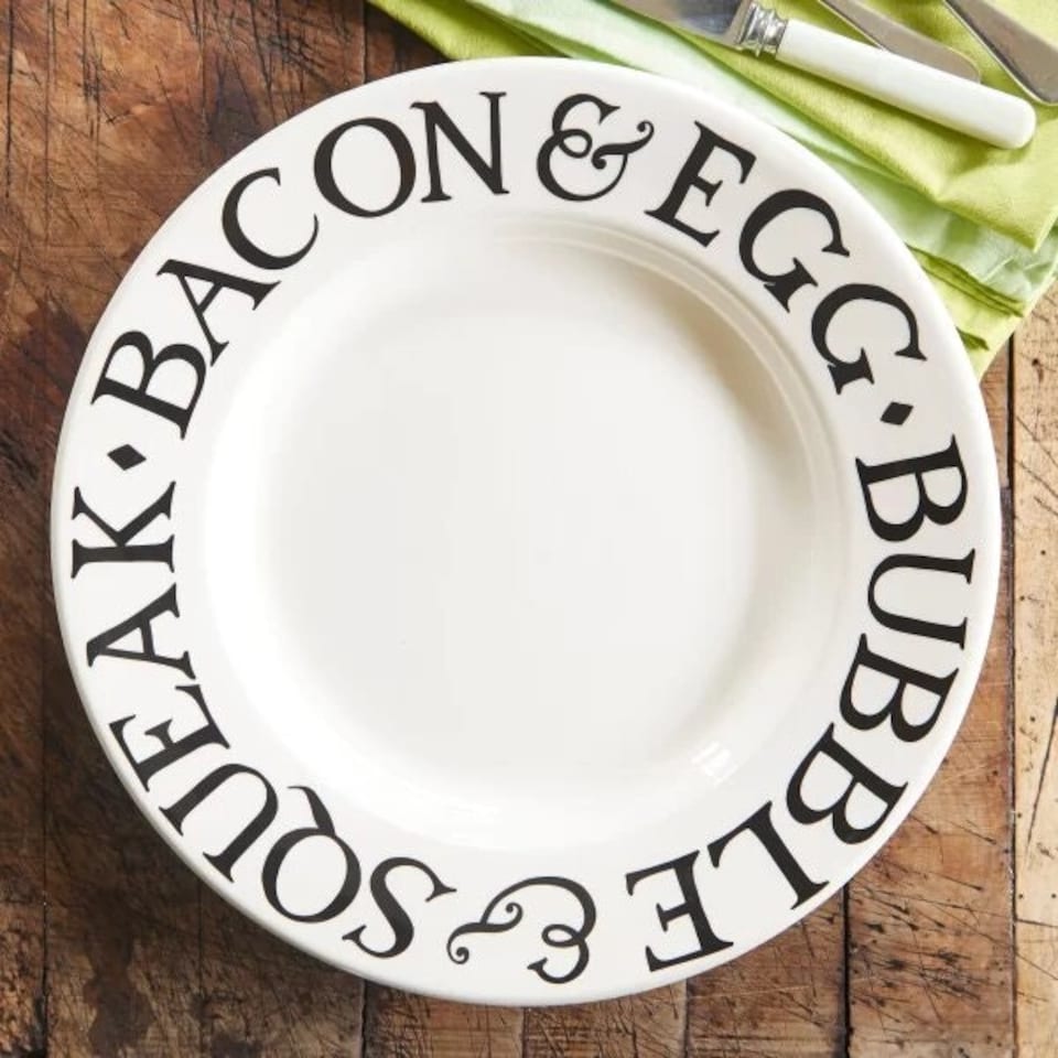 image 1 of Dinner Plate: 1 x 27cm Emma Bridgewater Dinner Plate Plate Black Toast Bacon & Egg, Ceramic White