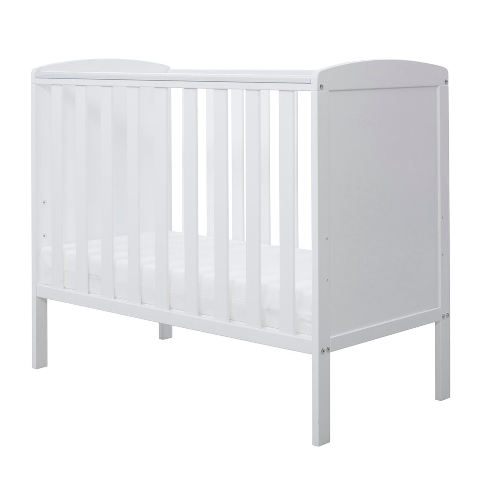image 1 of Coleby Space Saver Cot - Compact Cot, Birth to 18 Months, Adjustable Base & Teething Rails (White)