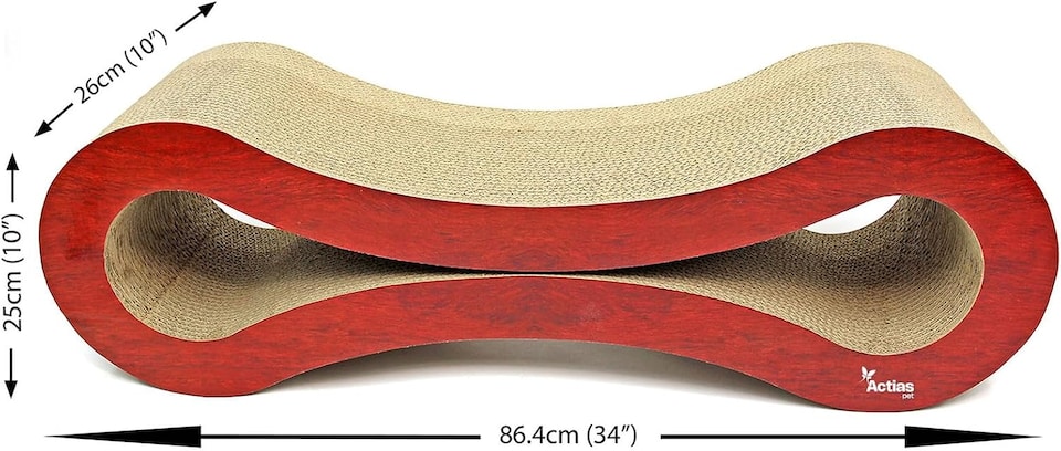image 1 of Actiaspet - Large Cardboard Corrugated Sofa Bed Cat Scratcher with Free Catnip (Wood Effect)