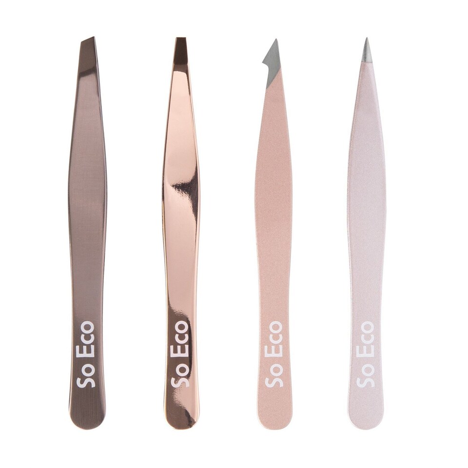 image 1 of So Eco 4 Piece Tweezer Set - Rose Gold