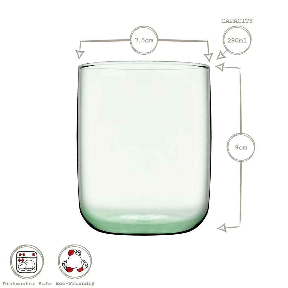 image 1 of Pasabahce Aware Iconic Recycled Glass Tumblers - 280ml - Green - Pack of 8