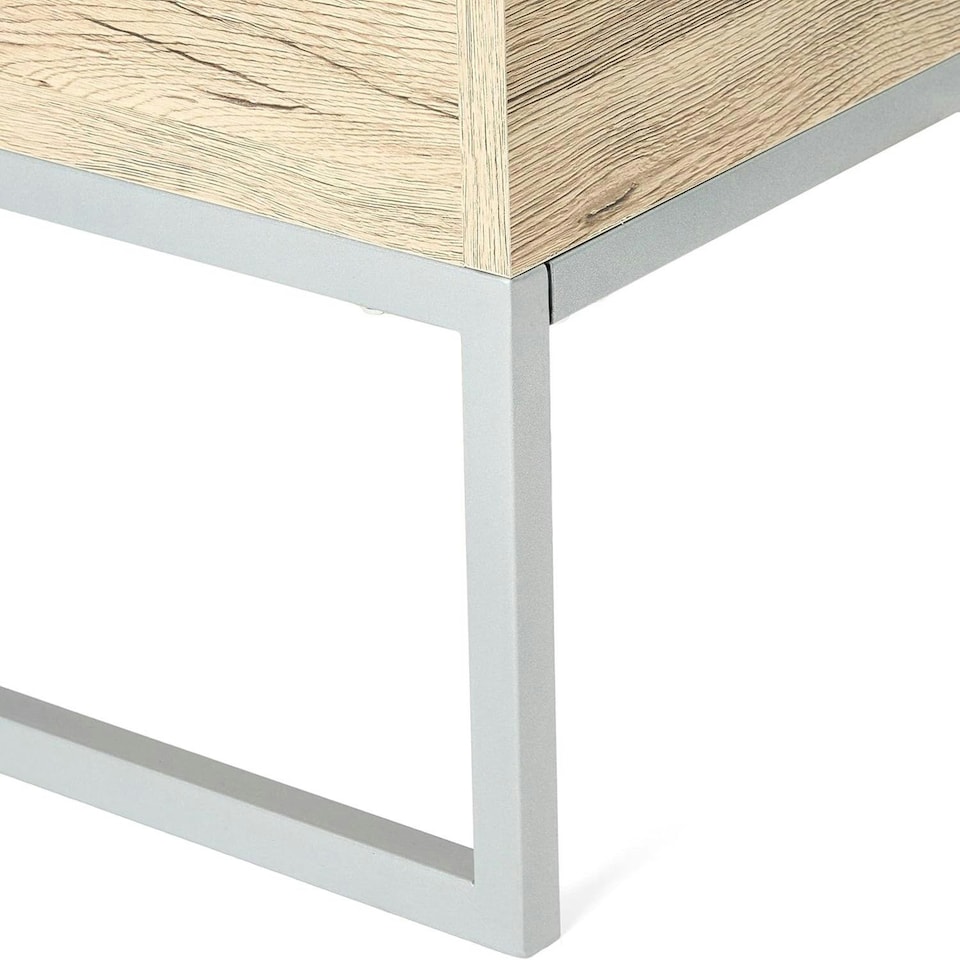 image 1 of Sandy Brown Stained Wood and Steel Lift Top Coffee Table Brown