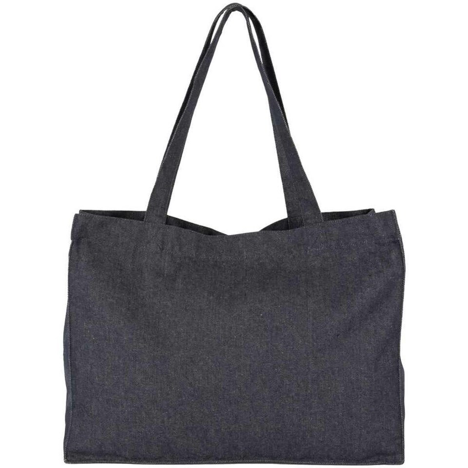 Kimood Denim Look Recycled Shopper Bag - Denim - 37cm x 49cm x 14cm