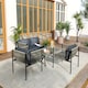 image 8 of Outsunny 4 Piece Rattan Garden Furniture Set, 4 Seater Wicker Outdoor Furniture Set with 2 Armchairs, Loveseat, Glass Top Coffee Table and Cushions for Balcony, Porch, Grey