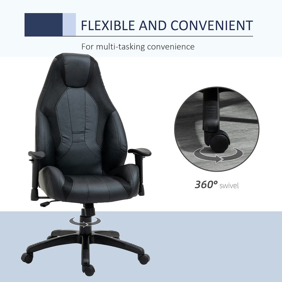image 1 of Vinsetto High Back Executive Office Chair Gaming Recliner w/ Footrest, Black