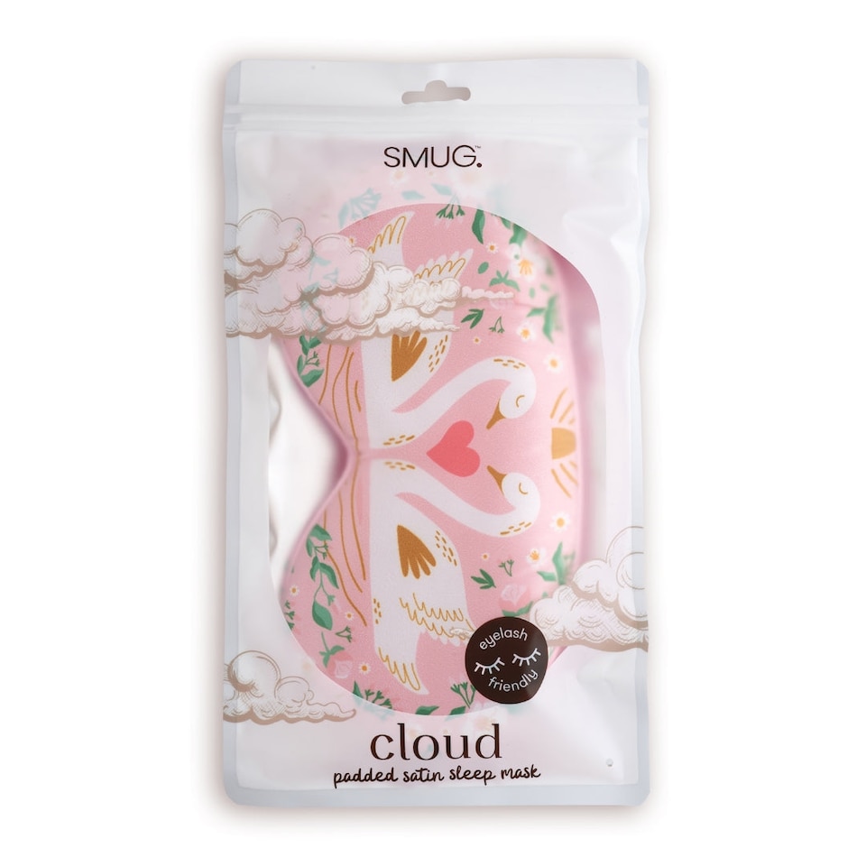 image 1 of SMUG Cloud Padded Satin Sleep Mask - Swans Print