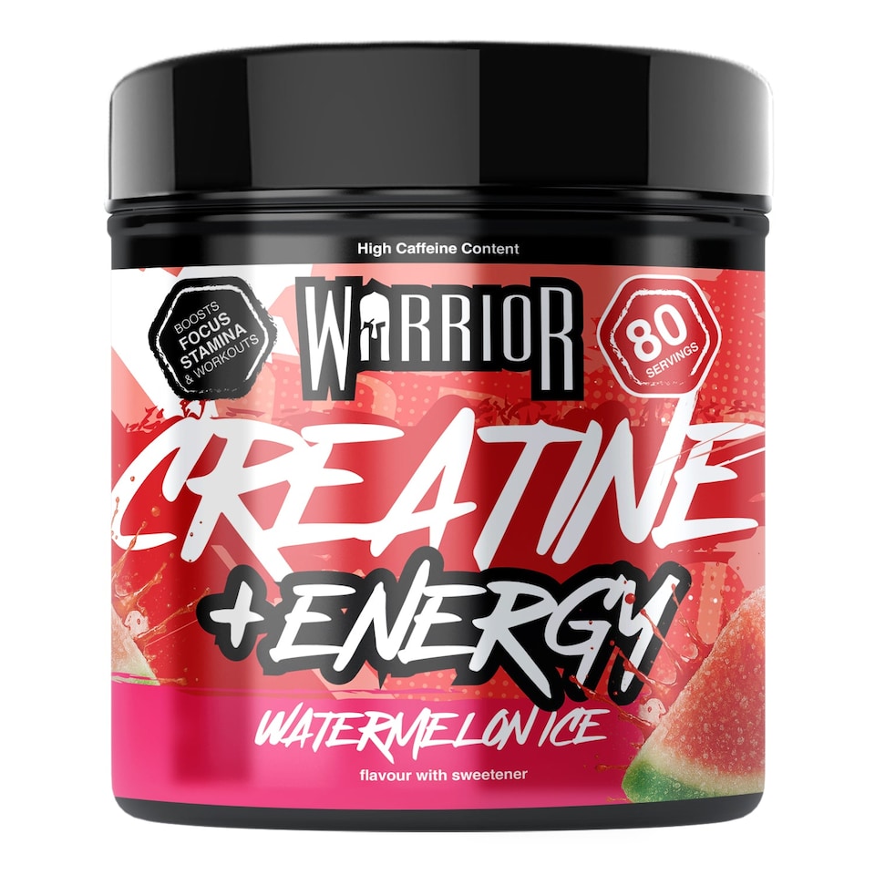 image 1 of Warrior Creatine + Energy – 3g Creatine, 80mg Caffeine & B-Vitamins for Strength, Focus & Stamina – Blue Razz, 360g (112 Servings)
