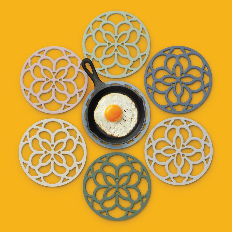 image 1 of Zeal Mini Silicone Heritage Circular Trivet, 13cm, Dark Sage