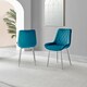 image 2 of Furniturebox 2x Pesaro Blue Velvet Silver Leg Luxury Dining Chairs