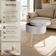 image 2 of Stool Ava - round, padded velvet look, with storage space | Grey | light grey | 37,50 x 37,50 x 44,50 cm | 1