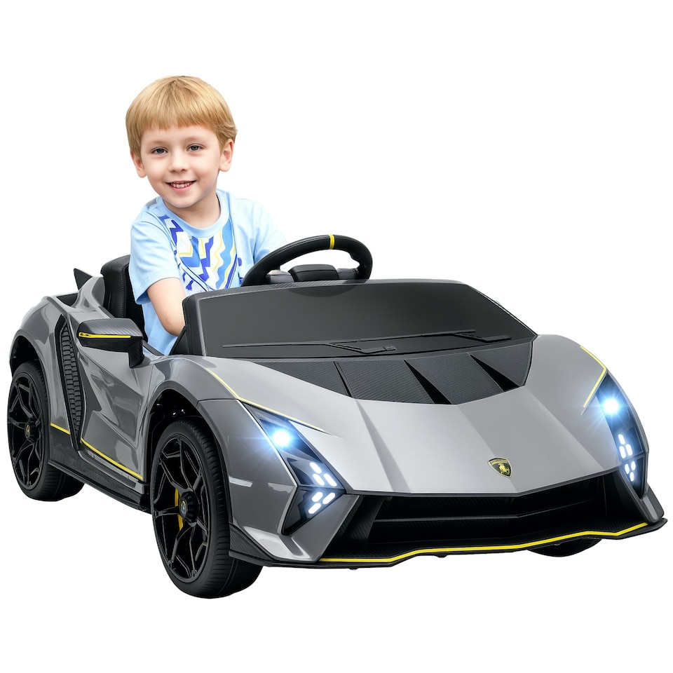 image 1 of AIYAPLAY 12V Lamborghini Autentica Licensed Ride on Car, Grey