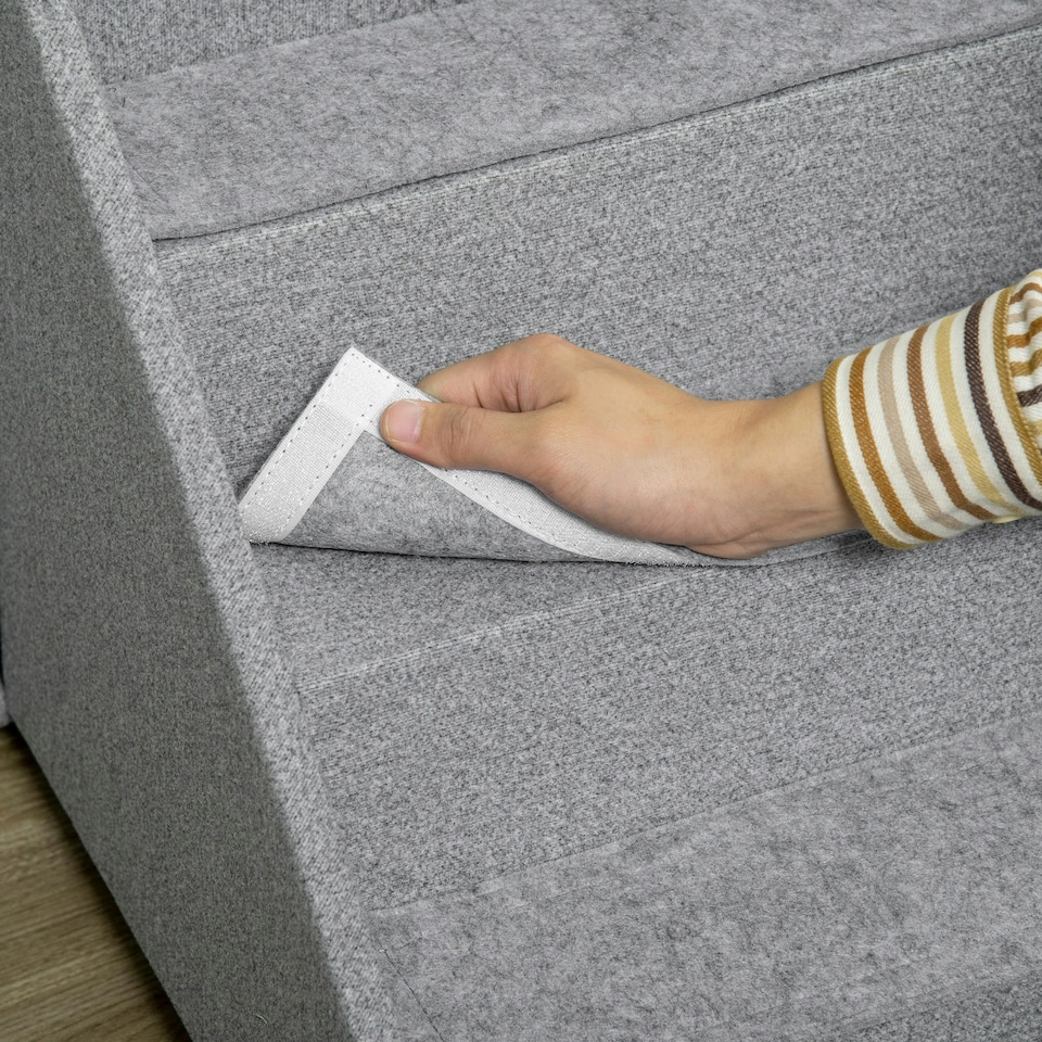 image 1 of PawHut 2 in 1 Dog Steps Ottoman, Pet Stairs for Small Medium Dogs and Cats Grey